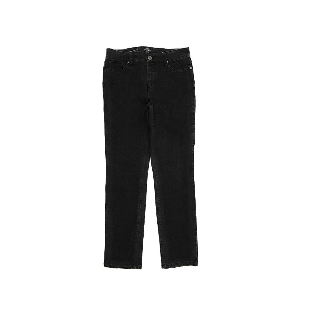 St. John's Bay Jeans Women 8 Black Straight Leg‎ Denim Mid Rise 11679